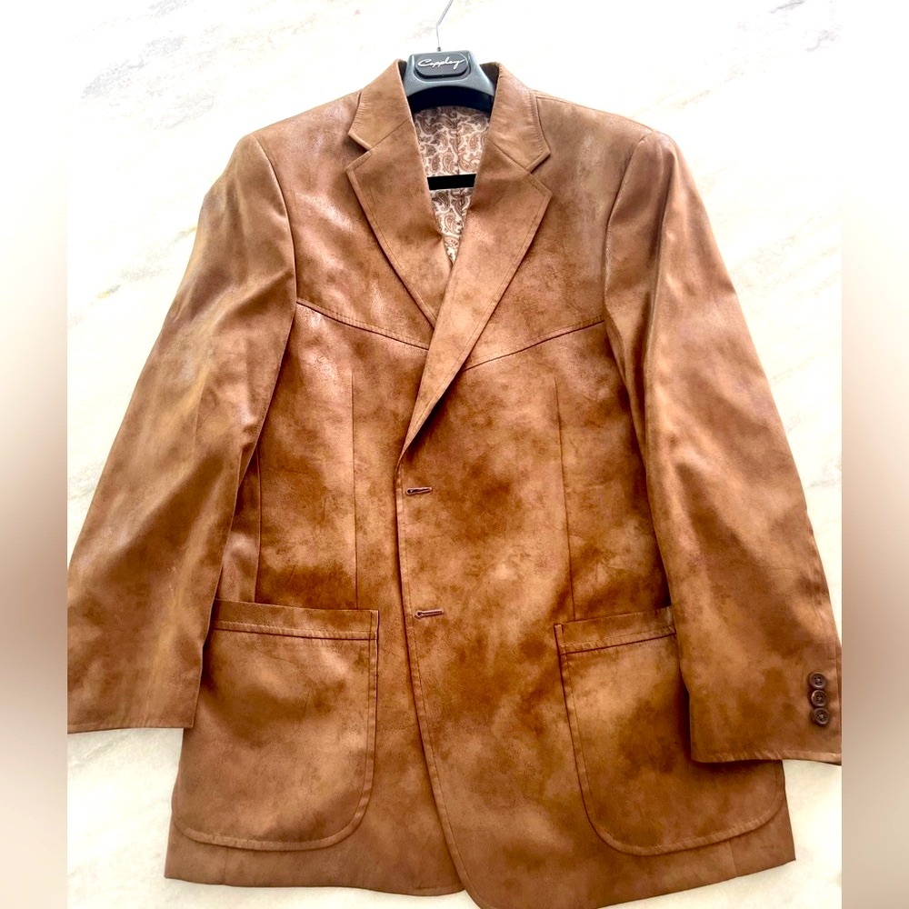 Coppley Tan Leather Micro Fiber Sport Coat - size 44